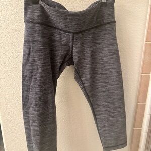 Lululemon Womens Wunder Under Crop Leggings Grey Black Size 10